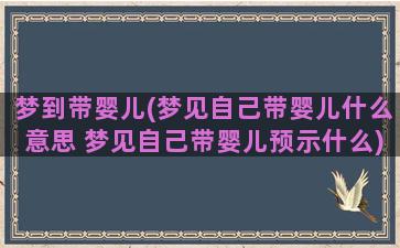 梦到带婴儿(梦见自己带婴儿什么意思 梦见自己带婴儿预示什么)